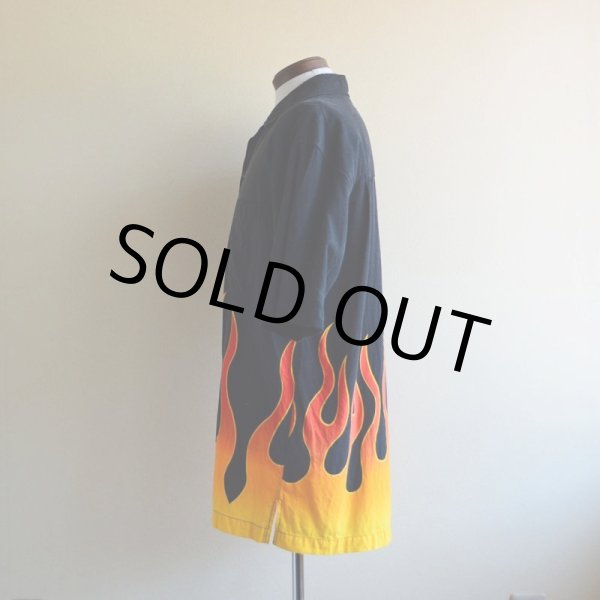 画像4: DAVID CAREY ファイヤーパターン 半袖シャツ　 COTTON×RAYON　 表記L  (4)