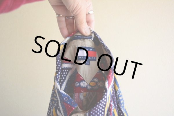 画像5: 1990s TOMMY HILFIGER 総柄 半袖シャツ　 表記L  (5)