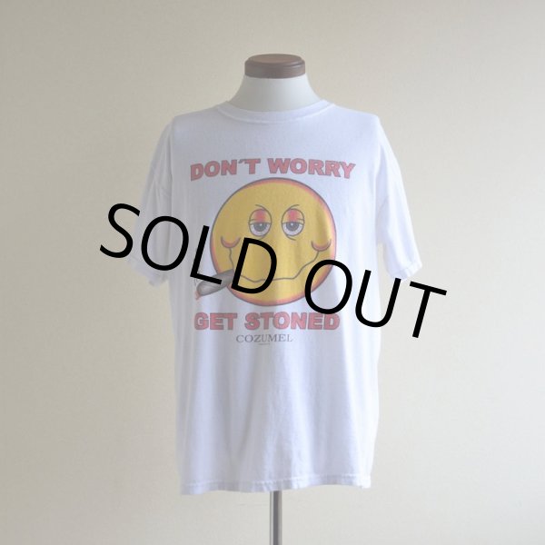 画像1: 1990s〜 DON’T WORRY GET STONED スマイルTシャツ　 実寸L  (1)