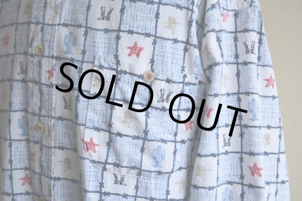 画像8: 1990s BARN FLY ウエスタン柄コットンBDシャツ　 表記L  (8)