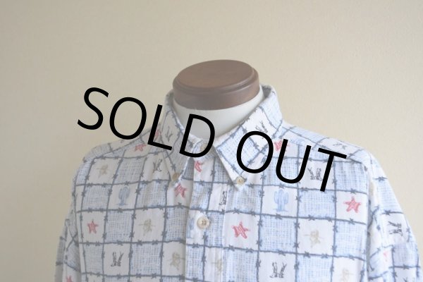 画像6: 1990s BARN FLY ウエスタン柄コットンBDシャツ　 表記L  (6)