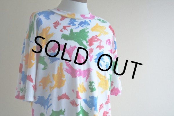 画像6: 1990s カラフル総柄Tシャツ　 実寸L  (6)