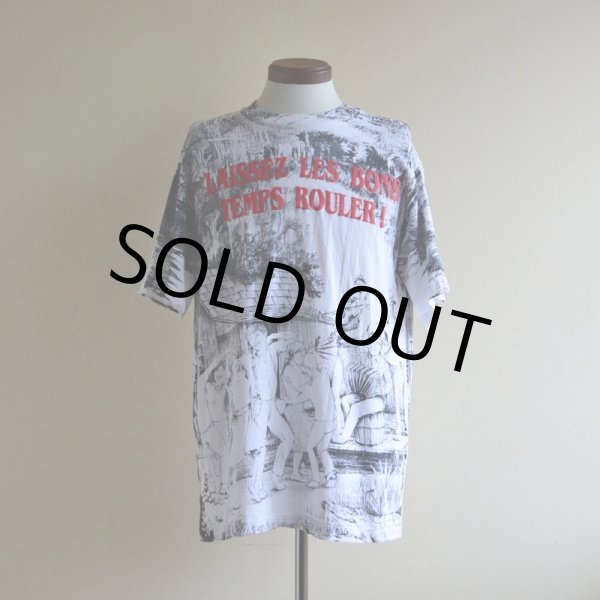 画像1: 1990s LAISSEZ LES BONS TEMPS ROULER 総柄プリントTシャツ　 MADE IN USA　 表記L  (1)