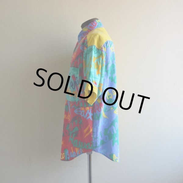 画像4: NAF NAF 総柄半袖シャツ  MADE IN FRANCE  実寸ML  (4)