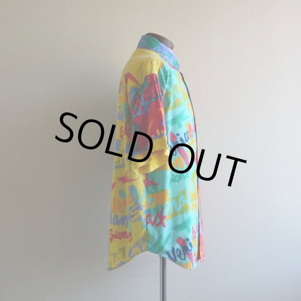 画像2: NAF NAF 総柄半袖シャツ  MADE IN FRANCE  実寸ML  (2)