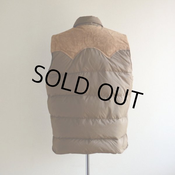 画像3: 1970s Woolrich レザーヨークダウンベスト  表記L  (3)