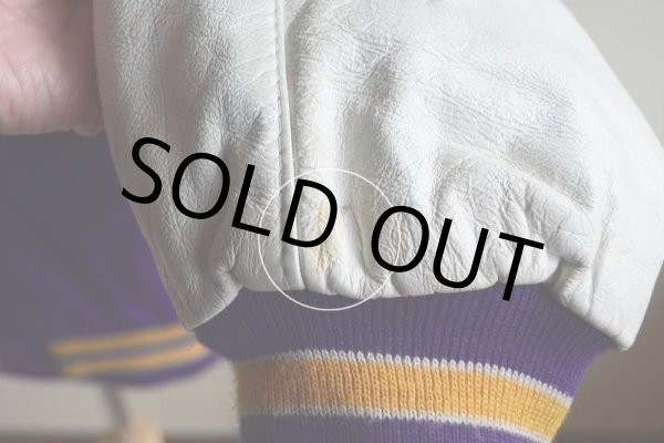 画像17: 1990s HOLLOWAY 袖レザースタジャン  MADE IN USA  表記XL  (17)