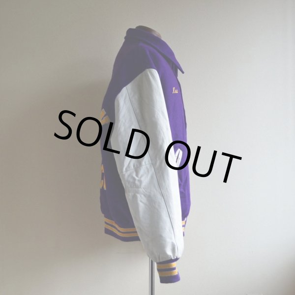 画像4: 1990s HOLLOWAY 袖レザースタジャン  MADE IN USA  表記XL  (4)