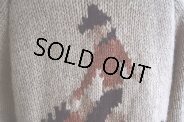 画像10: 1960s〜 カウボーイ柄カウチンセーター　 実寸ML  (10)