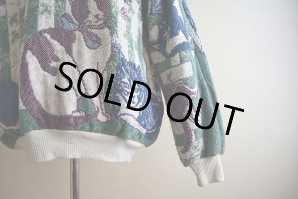 画像9: Sugar Street Weavers ネコ柄ゴブランコットンセーター　 MADE IN USA　 表記ONE SIZE  (9)