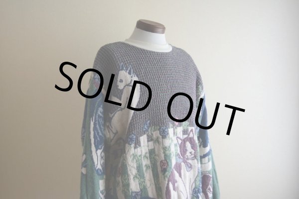 画像7: Sugar Street Weavers ネコ柄ゴブランコットンセーター　 MADE IN USA　 表記ONE SIZE  (7)