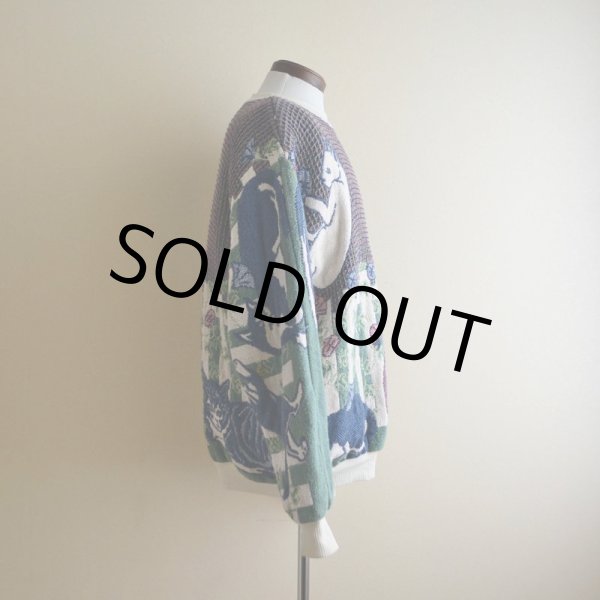 画像2: Sugar Street Weavers ネコ柄ゴブランコットンセーター　 MADE IN USA　 表記ONE SIZE  (2)