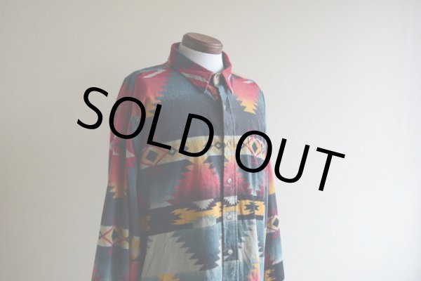 画像7: 1980s Woolrich ネイティブ柄シャモアクロスシャツ  MADE IN USA  実寸XL  (7)
