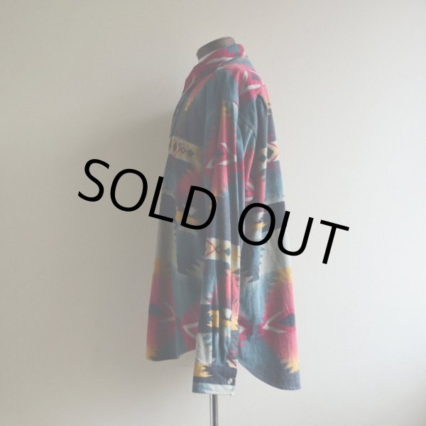 画像4: 1980s Woolrich ネイティブ柄シャモアクロスシャツ  MADE IN USA  実寸XL  (4)