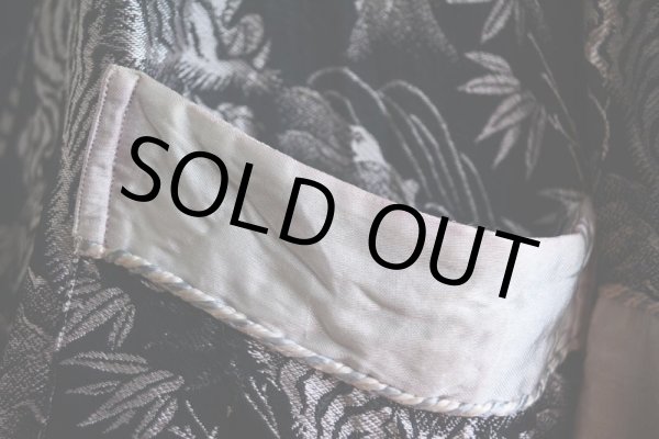 画像11: 1950s Pearl Line 西陣織 寅×龍スーベニアガウン　 黒×銀　 表記S  (11)