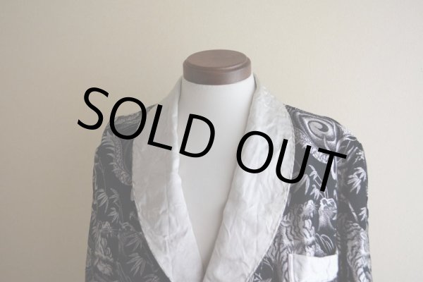 画像6: 1950s Pearl Line 西陣織 寅×龍スーベニアガウン　 黒×銀　 表記S  (6)