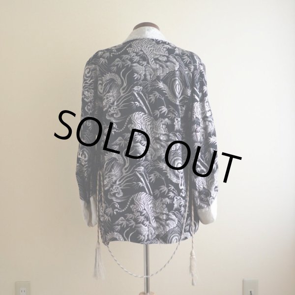 画像3: 1950s Pearl Line 西陣織 寅×龍スーベニアガウン　 黒×銀　 表記S  (3)