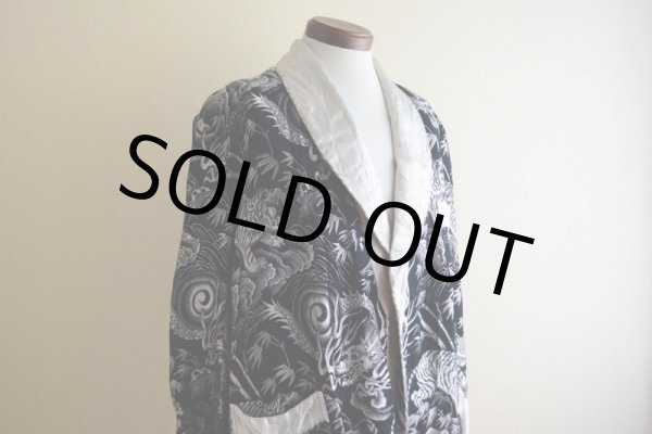 画像7: 1950s Pearl Line 西陣織 寅×龍スーベニアガウン　 黒×銀　 表記S  (7)