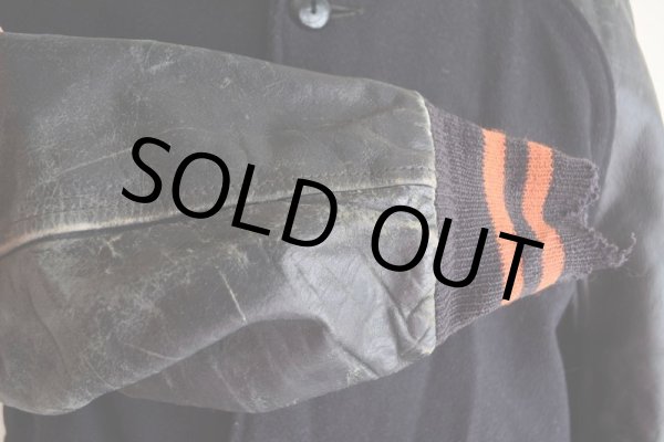 画像17: 1940s〜 LOWE&CAMPBELL 袖レザーボタンスタジャン　 実寸ML  (17)