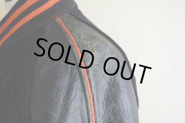 画像13: 1940s〜 LOWE&CAMPBELL 袖レザーボタンスタジャン　 実寸ML  (13)