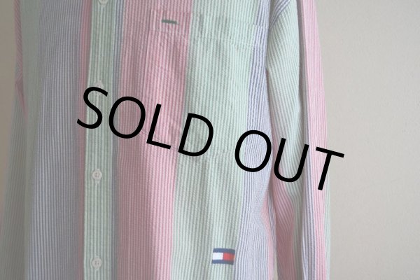 画像8: 1990s TOMMY HILFIGER シアサッカーBDシャツ　 表記L  (8)