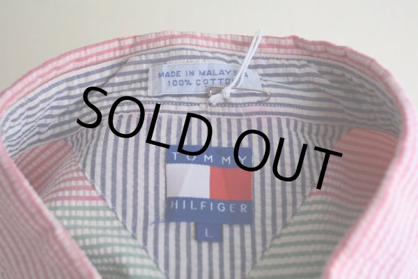 画像5: 1990s TOMMY HILFIGER シアサッカーBDシャツ　 表記L  (5)