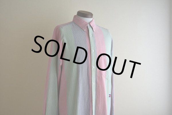 画像7: 1990s TOMMY HILFIGER シアサッカーBDシャツ　 表記L  (7)