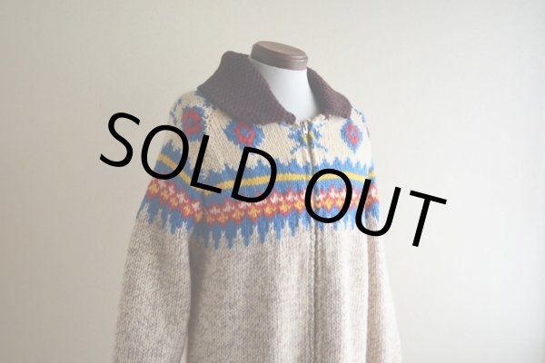 画像6: 1960s〜 ダイヤ柄カウチンセーター　 実寸M  (6)