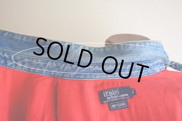 画像18: 1990s Polo by Ralph Lauren チンスト付きデニムジャケット  MADE IN USA  表記XL  (18)