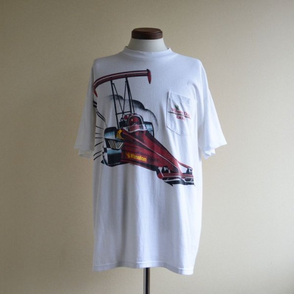 画像1: 1990s Winston Drag Racing ポケットTシャツ　 "両面プリント"　 実寸XL  (1)