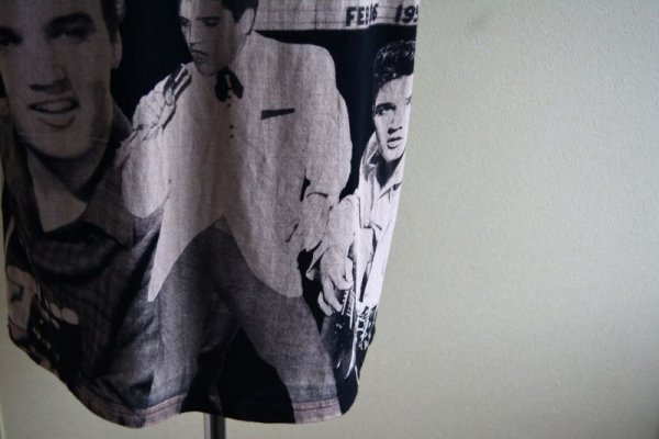 画像15: 1990s Edwards Teez ELVIS 総柄プリントTシャツ  "MADE IN USA"  表記XL  (15)