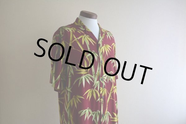 画像7: Bishop St.  バンブー柄レーヨンアロハシャツ  "MADE IN HAWAII"  表記M  (7)