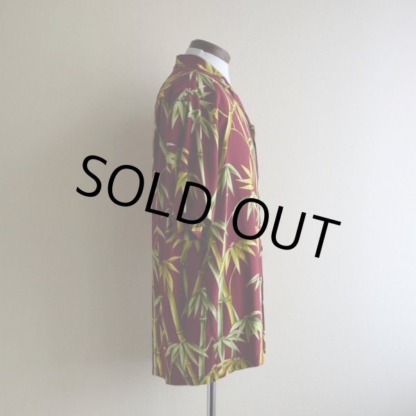 画像2: Bishop St.  バンブー柄レーヨンアロハシャツ  "MADE IN HAWAII"  表記M  (2)