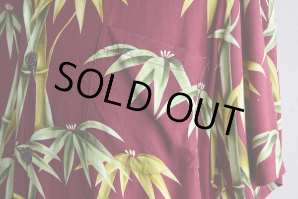 画像9: Bishop St.  バンブー柄レーヨンアロハシャツ  "MADE IN HAWAII"  表記M  (9)