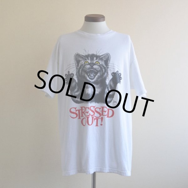 画像1: 1990-00s STRESSED OUT！ ネコTシャツ　 表記XL  (1)