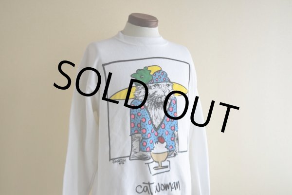 画像7: 1990s LISTEN HONEY 'cat woman' アートスウェット　 "MADE IN USA"　 表記M  (7)