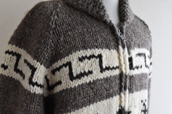 画像10: KANATA トナカイ柄カウチンセーター  "MADE IN CANADA"  実寸L  (10)