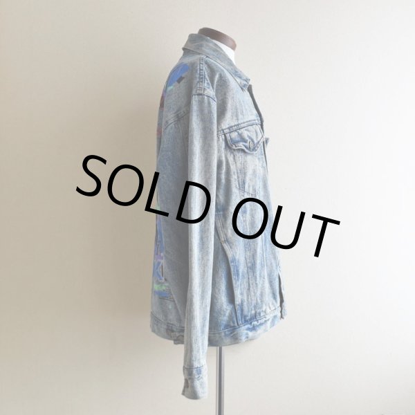 画像4: 1990s ELVIS 監獄ロック ペイントデニムジャケット　 表記M((実寸L-XL))  (4)