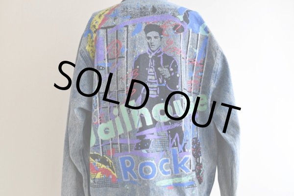 画像14: 1990s ELVIS 監獄ロック ペイントデニムジャケット　 表記M((実寸L-XL))  (14)