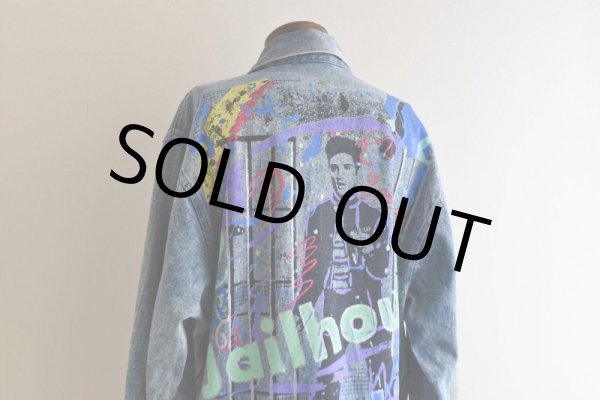 画像13: 1990s ELVIS 監獄ロック ペイントデニムジャケット　 表記M((実寸L-XL))  (13)