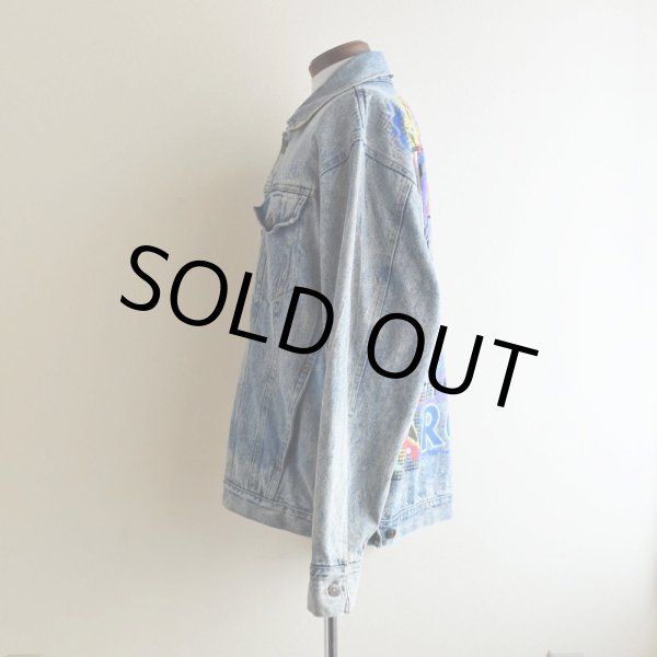 画像2: 1990s ELVIS 監獄ロック ペイントデニムジャケット　 表記M((実寸L-XL))  (2)