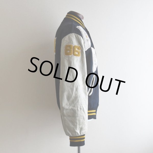 画像2: 1980s HOLLOWAY 袖レザースタジャン  "MADE IN USA"  表記M  (2)