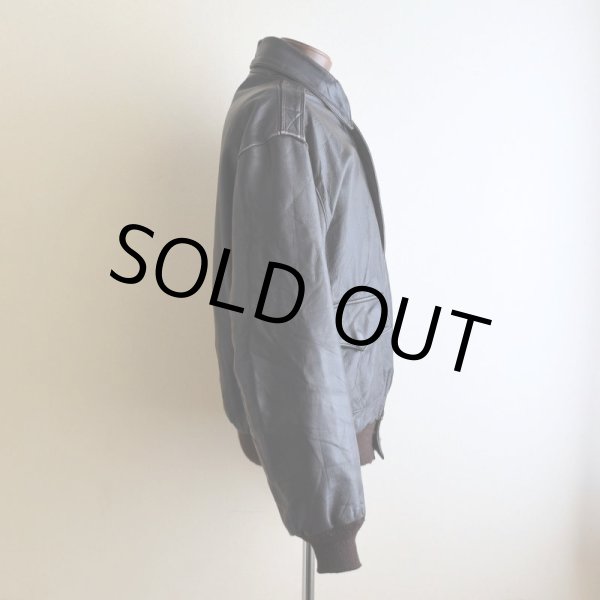 画像2: 1980s PROTECH INC A-2フライトレザージャケット　 "MADE IN USA"　 表記44  (2)