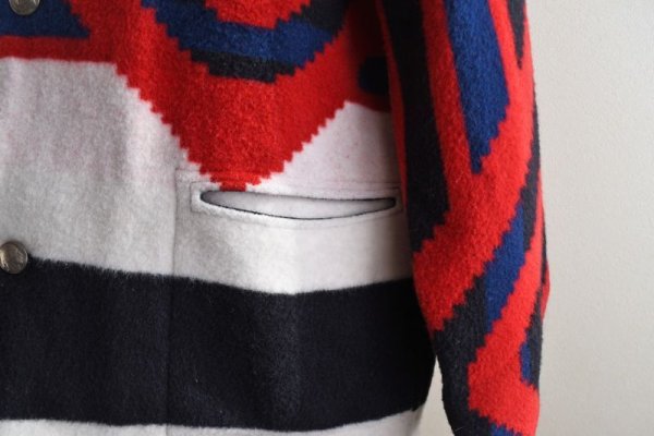 画像11: ネイティブ柄ウールブランケットコート  実寸L  (11)