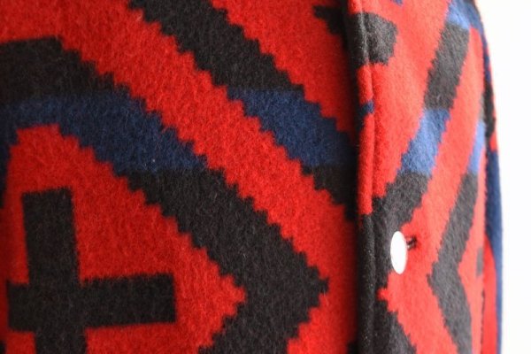 画像8: ネイティブ柄ウールブランケットコート  実寸L  (8)