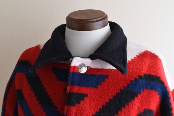 画像6: ネイティブ柄ウールブランケットコート  実寸L  (6)