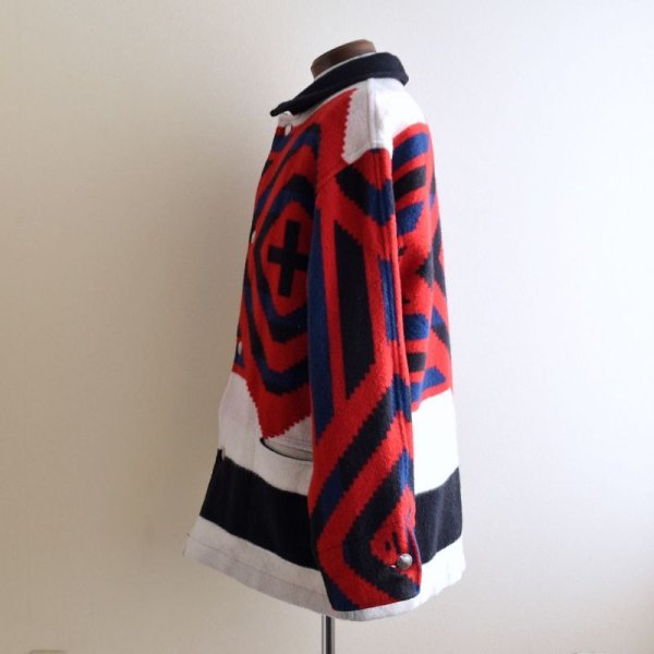 画像4: ネイティブ柄ウールブランケットコート  実寸L  (4)