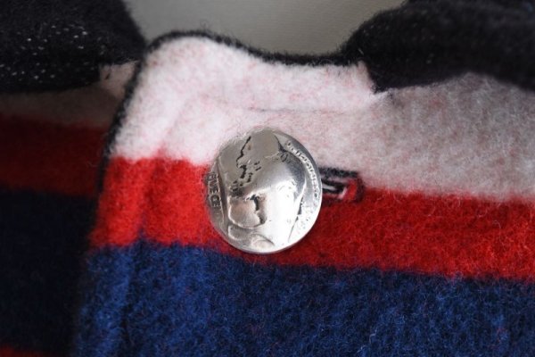 画像7: ネイティブ柄ウールブランケットコート  実寸L  (7)