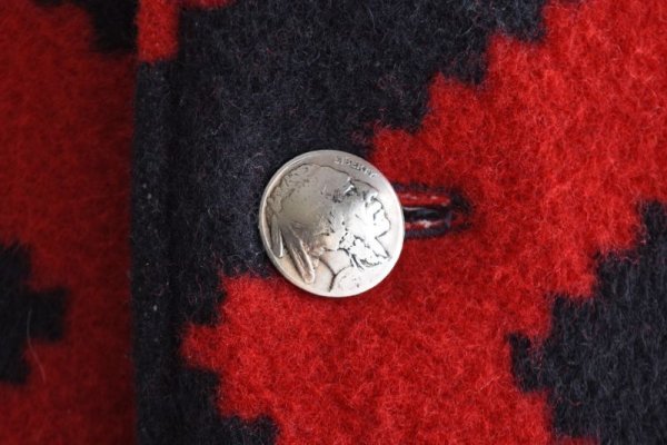 画像9: ネイティブ柄ウールブランケットコート  実寸L  (9)