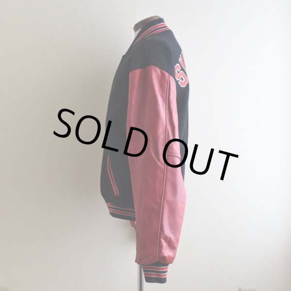 画像2: 1990s RENNOC 袖レザースタジャン　 "MADE IN USA"　 表記L  (2)